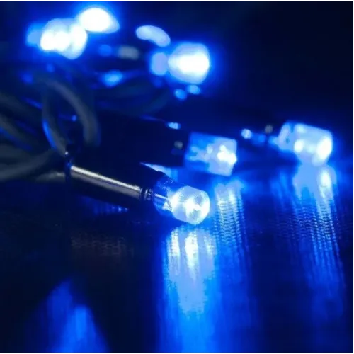 Уличная гирлянда нить 100 LED 10 метров WIMPEX Синяя, черный провод - фото 4