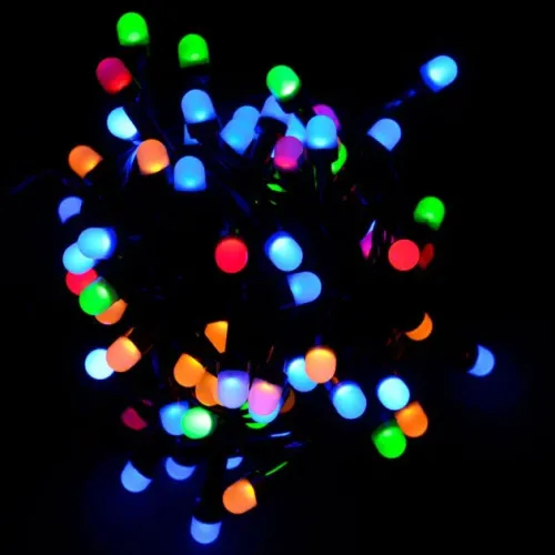 Уличная гирлянда нить 100 RGB LED 10 метров WIMPEX цветная, черный провод - фото 2