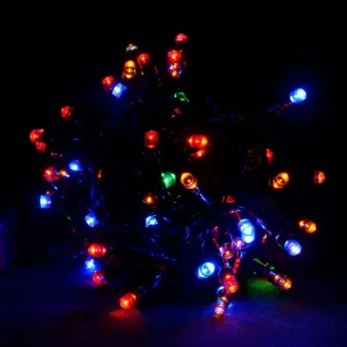 Уличная гирлянда нить 100 RGB LED 10 метров WIMPEX цветная, черный провод - фото 3