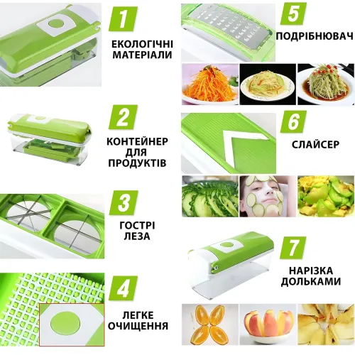 Овощерезка Nicer Dicer Plus, многофункциональная мультирезка из нержавеющей стали для овощей, фруктов, сыра - фото 17