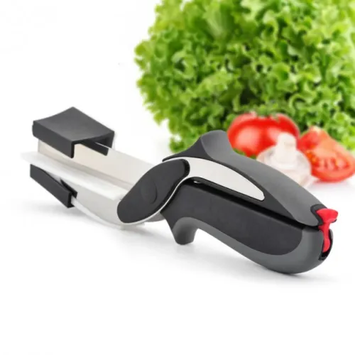 Умный нож Clever Cutter 2 в 1, ножницы для нарезки,  Черный с серым - фото 7
