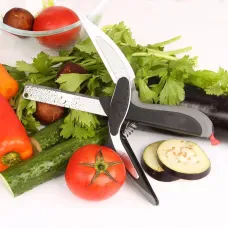 Розумний ніж Clever Cutter 2 в 1, ножиці для нарізання, Чорний з сірим