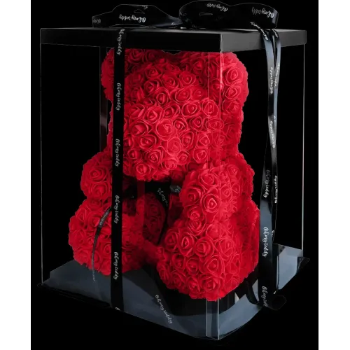 Середній Ведмедик з троянд у КОРОБЦІ 3D Oh My Teddy 25 см заввишки - фото 6