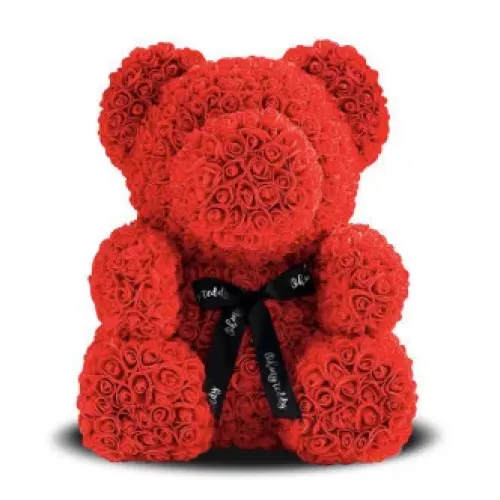 Середній Ведмедик з троянд у КОРОБЦІ 3D Oh My Teddy 25 см заввишки - фото 3
