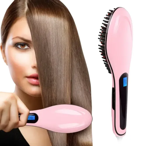 Расческа-выпрямитель FAST HAIR STRAIGHTENER, 29 Вт, до 230 градусов, турмалиновые покрытие, с дисплеем