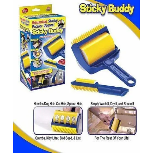 Липкий валі і щітка для прибирання Sticky Buddy, від шерсті і бруду - фото 2