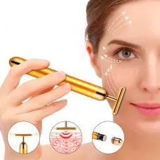 Вібромасажер для обличчя Energy Beauty Bar GOLD іонний, віддання пружності, розгладження зморшок