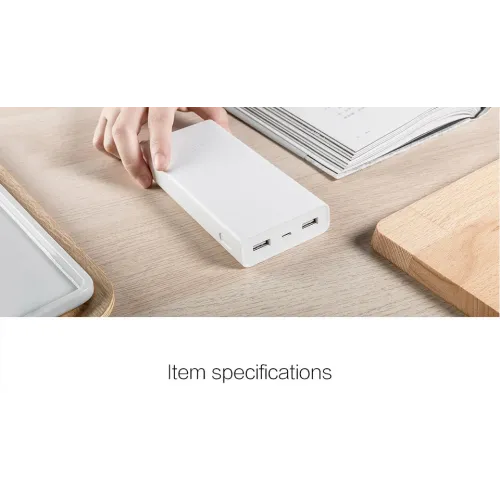 Внешний портативный аккумулятор Xiaomi 20000 mAh, 2 USB, белый - фото 10