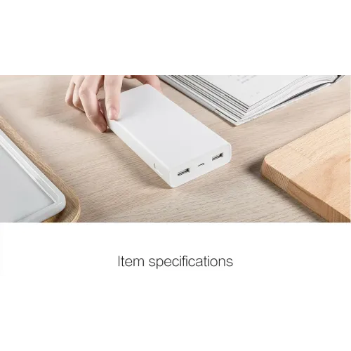 Зовнішній портативний акумулятор Xiaomi 20000 mAh, 2 USB, білий - фото 3
