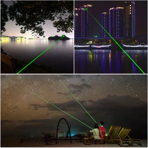 Лазерная указка Laser 303 с ключами, 1000 мВт, 532 нм, металлический корпус, зеленая - фото 10