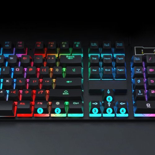 Ігрова клавіатура ZYG-800 LED з підсвіткою, USB, механічна, 104 клавіші, з кнопкою вмикання підсвітки