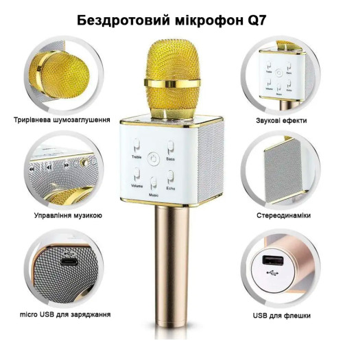 Микрофон караоке Bluetooth Tuxun Q7 pro. Микрофон со встроенной колонкой, в чехле - фото 7