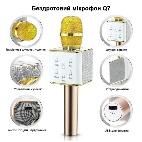 Микрофон караоке Bluetooth Tuxun Q7 pro. Микрофон со встроенной колонкой, в чехле - фото 17
