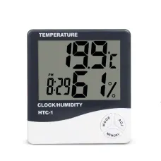 Термометр-гігрометр з годинником HTC-1, цифровий, від -50 до +70 °C, від 10 до 99% RH, на батарейке ААА