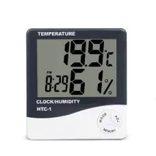 Термометр-гігрометр з годинником HTC-1, цифровий, від -50 до +70 °C, від 10 до 99% RH, на батарейке ААА
