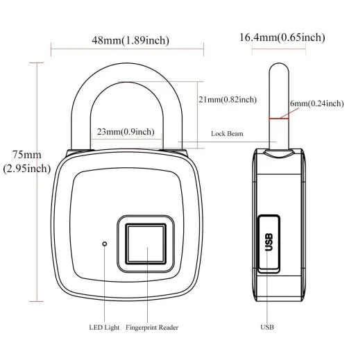 Умный биометрический замок с отпечатком пальца USB Rechargeable Smart Keyless Fingerprint Lock - фото 7