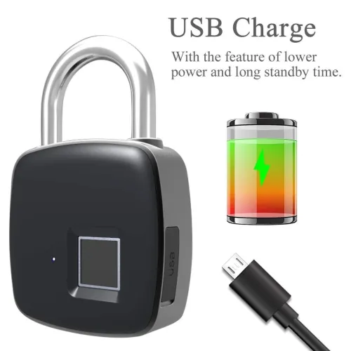 Умный биометрический замок с отпечатком пальца USB Rechargeable Smart Keyless Fingerprint Lock - фото 3