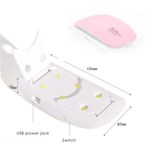 Портативная Гибридная LED лампа для ногтей SUN MINI  6 Вт, складная - фото 4