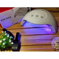 LED лампа для полімеризації гелів та лаку SUN 5 Mini, для нігтів, з таймером, 24W, сенсорна, Біла