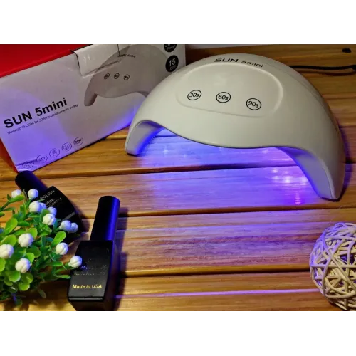 LED лампа для полимеризации гелей и лака SUN 5 Mini, для ногтей, с таймером, 24W, сенсорная, Белая
