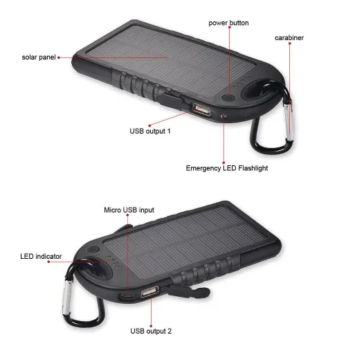 Портативное зарядное устройство Solar Charger Power Bank 12000 mAh - фото 14