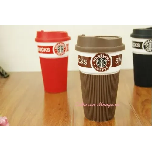 Чашка керамічний кухоль Starbucks Brown Старбакс з термоізоляцією - фото 3