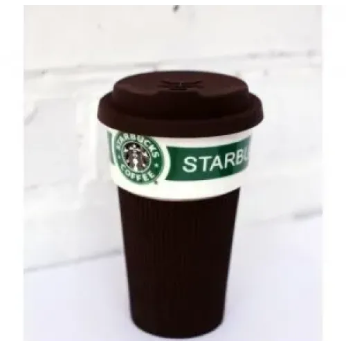 Чашка керамічний кухоль Starbucks Brown Старбакс з термоізоляцією - фото 2
