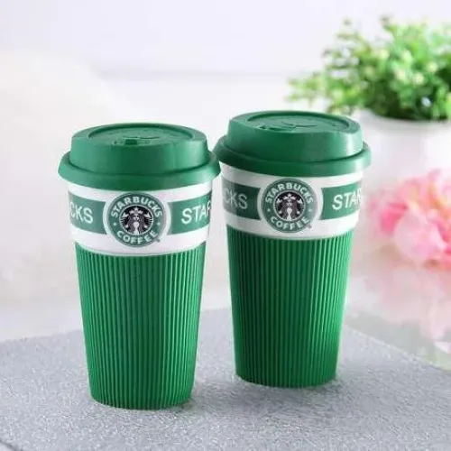 Термокружка Starbucks Старбакс 350 мл керамическая с резиновым чехлом - фото 3