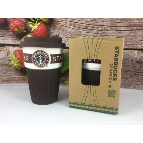 Термокружка Starbucks Старбакс 350 мл керамическая с резиновым чехлом - фото 5