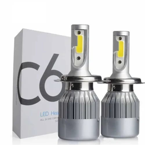 Набор автомобильных светодиодных LED H4 ламп TOP LED PRO С6 H4, холодный свет