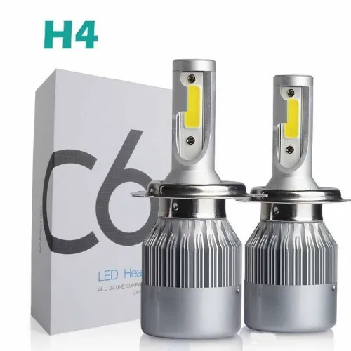 Набор автомобильных светодиодных LED H4 ламп TOP LED PRO С6 H4, холодный свет - фото 2
