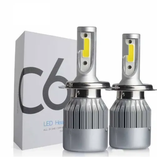 Набор автомобильных светодиодных LED H4 ламп TOP LED PRO С6 H4, холодный свет