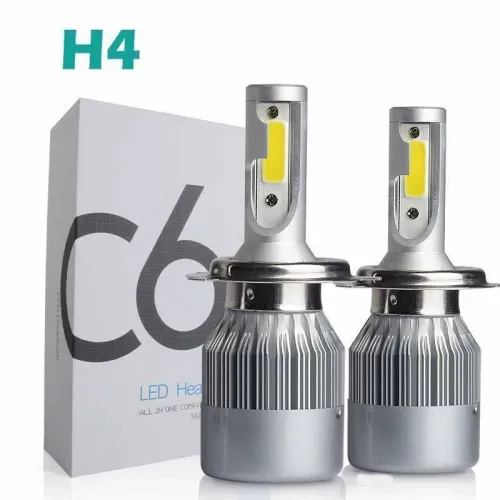 Набор автомобильных светодиодных LED H4 ламп TOP LED PRO С6 H4, холодный свет - фото 2