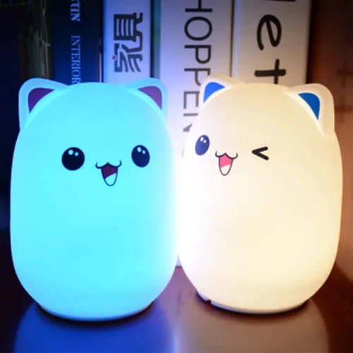 Ночной светильник силиконовый Котик Sleep Lamp 7 режимов цветов - фото 2
