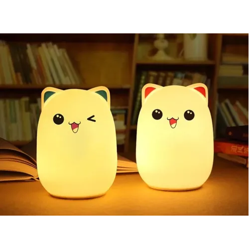 Ночной светильник силиконовый Котик Sleep Lamp 7 режимов цветов - фото 4