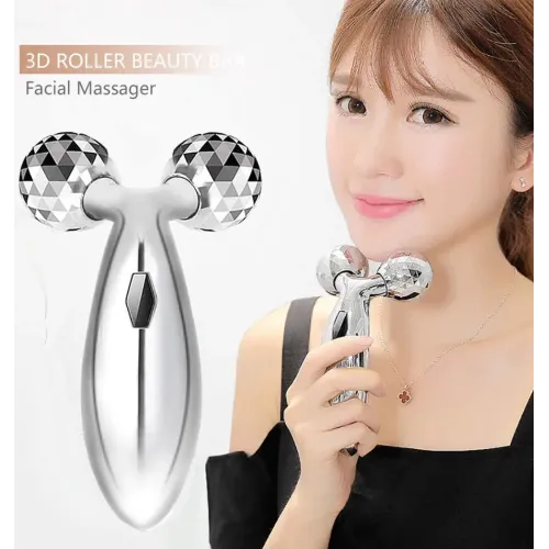 Роліковий ліфтинг масажер для обличчя та тіла 3D Massager Venko, срібло - фото 2