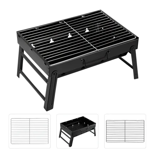 Складной BBQ гриль Mensory Grill Portable, 35 см длина, нержавеющая сталь, черный - фото 2