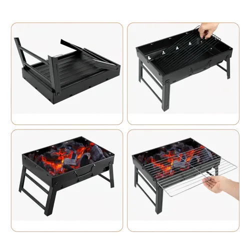 Складной BBQ гриль Mensory Grill Portable, 35 см длина, нержавеющая сталь, черный - фото 5