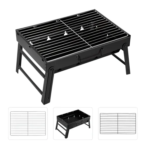 Складаний BBQ-гриль Mensory Grill Portable, 35 см довжина, неіржавка сталь, чорний - фото 2