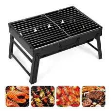 Складаний BBQ-гриль Mensory Grill Portable, 35 см довжина, неіржавка сталь, чорний