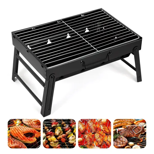 Складаний BBQ-гриль Mensory Grill Portable, 35 см довжина, неіржавка сталь, чорний
