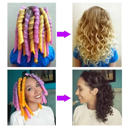 Бігуді Hair Wavz (подовжені) - м'які спіральні локони без шкоди, 16 шт. (55 см + 35 см) + гачок - фото 6