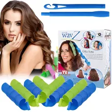 Бігуді Hair Wavz (подовжені) - м'які спіральні локони без шкоди, 16 шт. (55 см + 35 см) + гачок