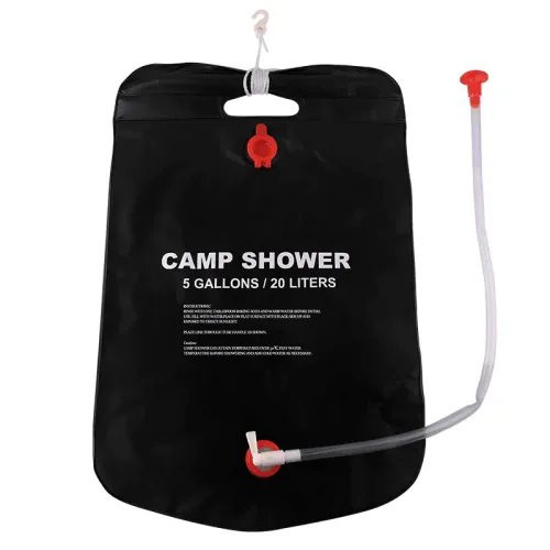Підвісний душ для кемпінгу і дачі 20л, Camp Shower, гумовий душ пакет для туризму, чорний, з лійкою - фото 6