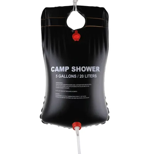 Підвісний душ для кемпінгу і дачі 20л, Camp Shower, гумовий душ пакет для туризму, чорний, з лійкою - фото 3