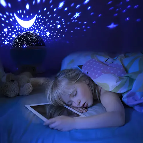 Нічник-проєктор зоряного неба 3D Star, обертовий, 3 режими, на батарейках або від USB, фіолетовий - фото 5