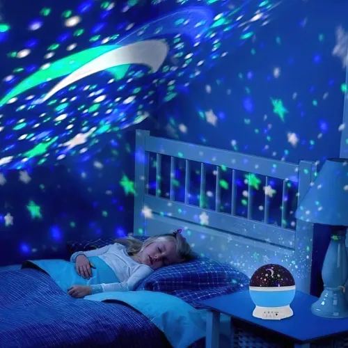 Нічник-проєктор зоряного неба 3D Star, обертовий, 3 режими, на батарейках або від USB, фіолетовий - фото 6