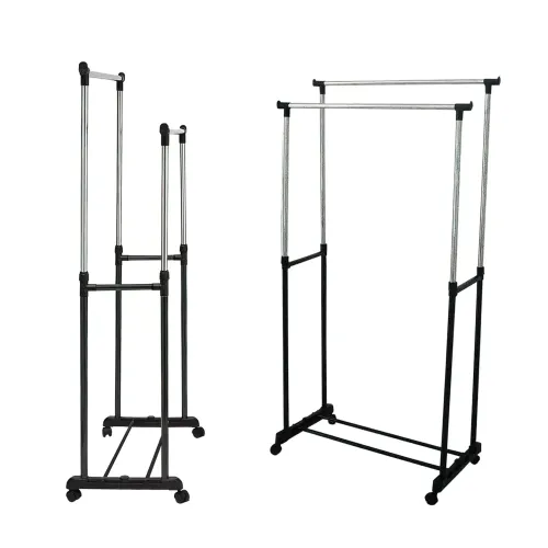 Стійка-вішалка для одягу та взуття Double Pole Clothes Horse з регулюванням висоти, з алюмінію, на 2 стійки - фото 5