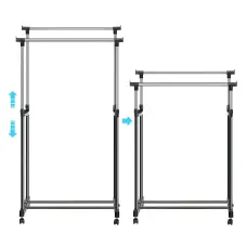 Стойка-вешалка для одежды и обуви Double Pole Clothes Horse с регулировкой высоты, с алюминия, на 2 стойки