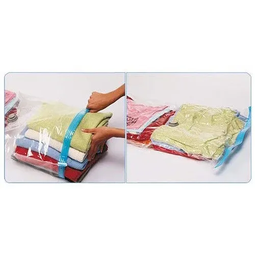 Вакуумний пакет для пакування речей Vacuum Bag, 70*100 см, з клапаном, прозорий